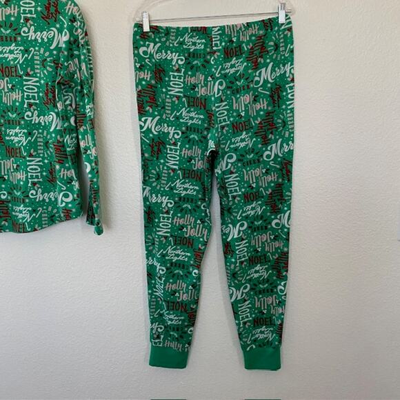 Holiday Pajama Set Christmas Greetings Red, White & Green Joyspun Women's Medium - Picture 12 of 13